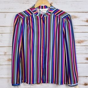 Vintage Devon NWT Polyester Retro 80s Stripe Top M